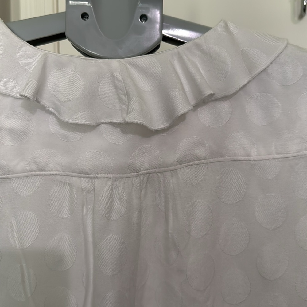Anthropologie Maeve Jojo Ruffled Button- White Size M/P - Picture 6 of 10
